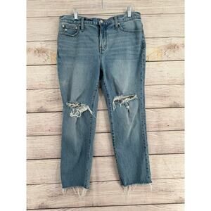 Madewell Perfect Vintage Jeans Womens 32 Petite Blue Light Wash Distressed